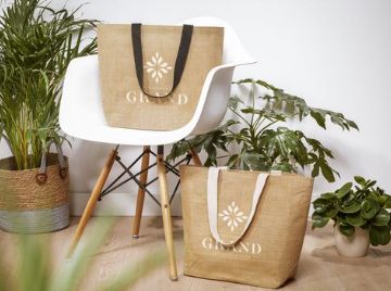 Bedrukte jute shopper met logo als duurzaam promotieartikel